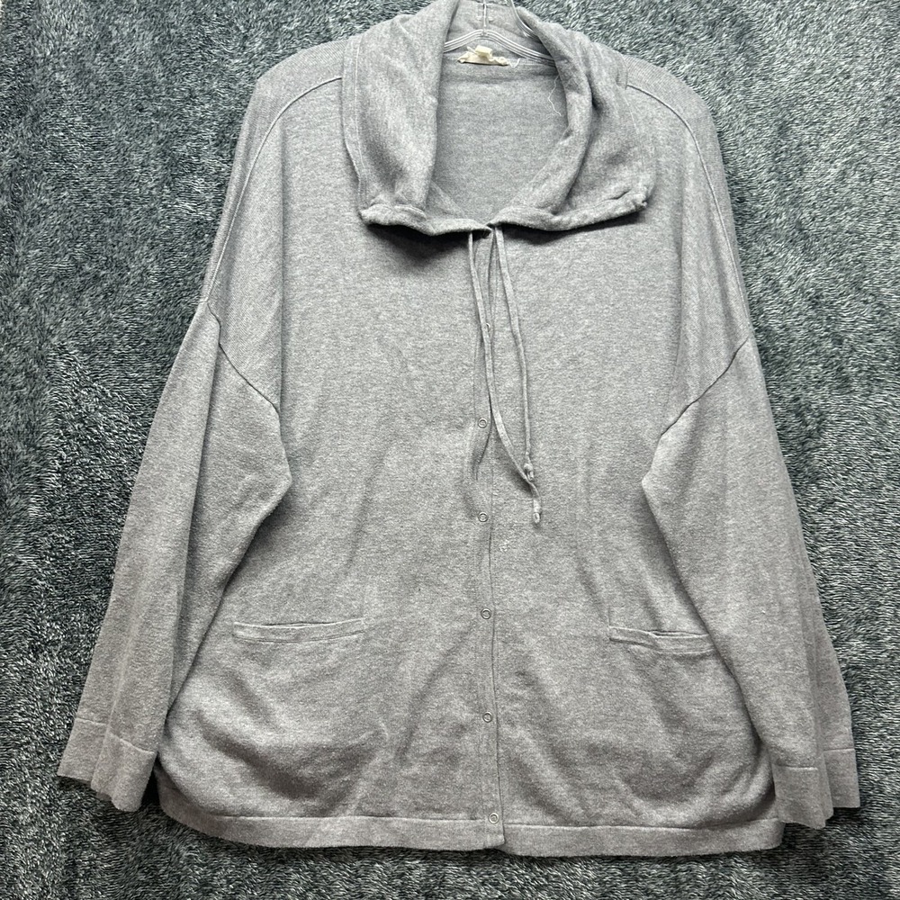 Eileen Fisher Womens Size XL Gray Button Up Cowl Neck Sweatshirt (T8)